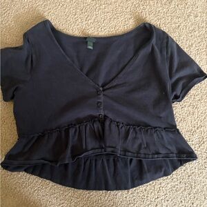 Black Ruffled Women's Top